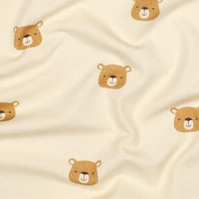 GOTS Bavlněný žerzej Medvědi | Poppy Fabrics – vlněná bílá/světle hnědá, 