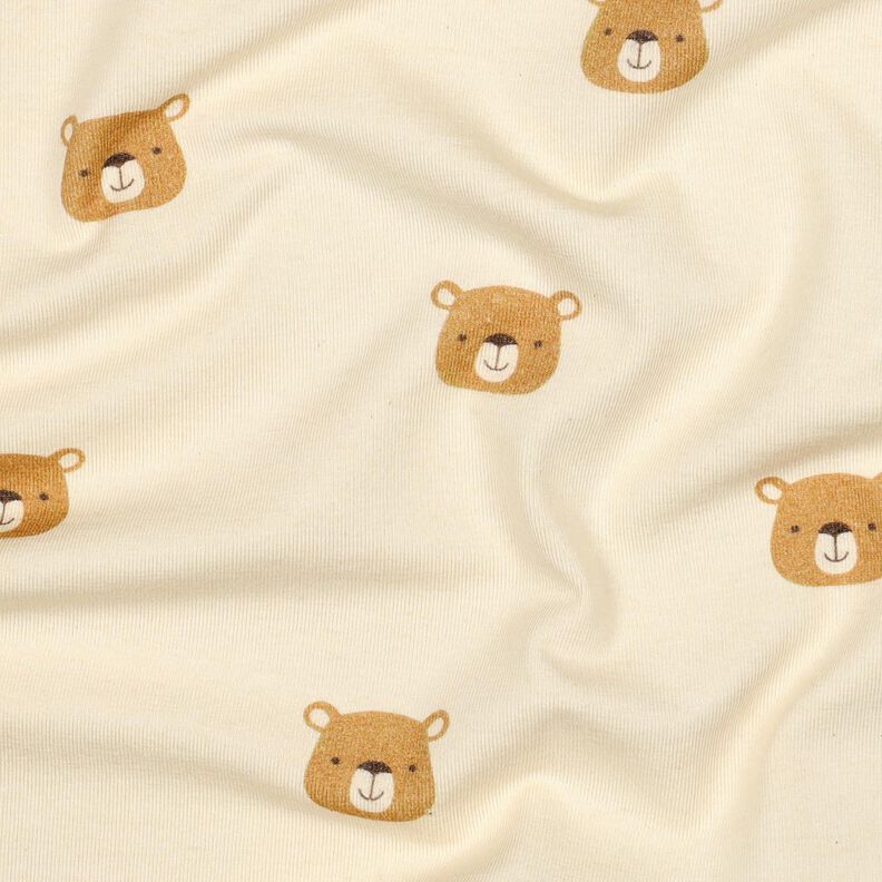 GOTS Bavlněný žerzej Medvědi | Poppy Fabrics – vlněná bílá/světle hnědá, image number 2