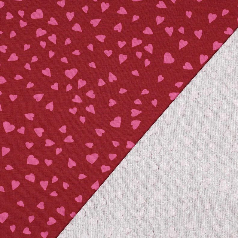 Letní teplákovina Srdíčka | Poppy Fabrics – tmavě červená/pink,  image number 3