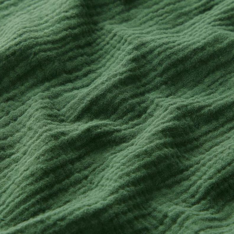 GOTS Mušelín / dvojitá mačkaná tkanina | Tula – tmavě zelená,  image number 3