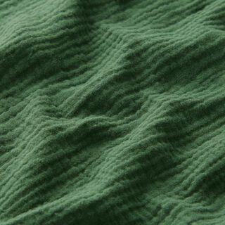 GOTS Mušelín / dvojitá mačkaná tkanina | Tula – tmavě zelená, 