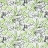 Směs bavlny a hedvábí s abstraktními květy – slonová kost/májově zelená,  thumbnail number 1