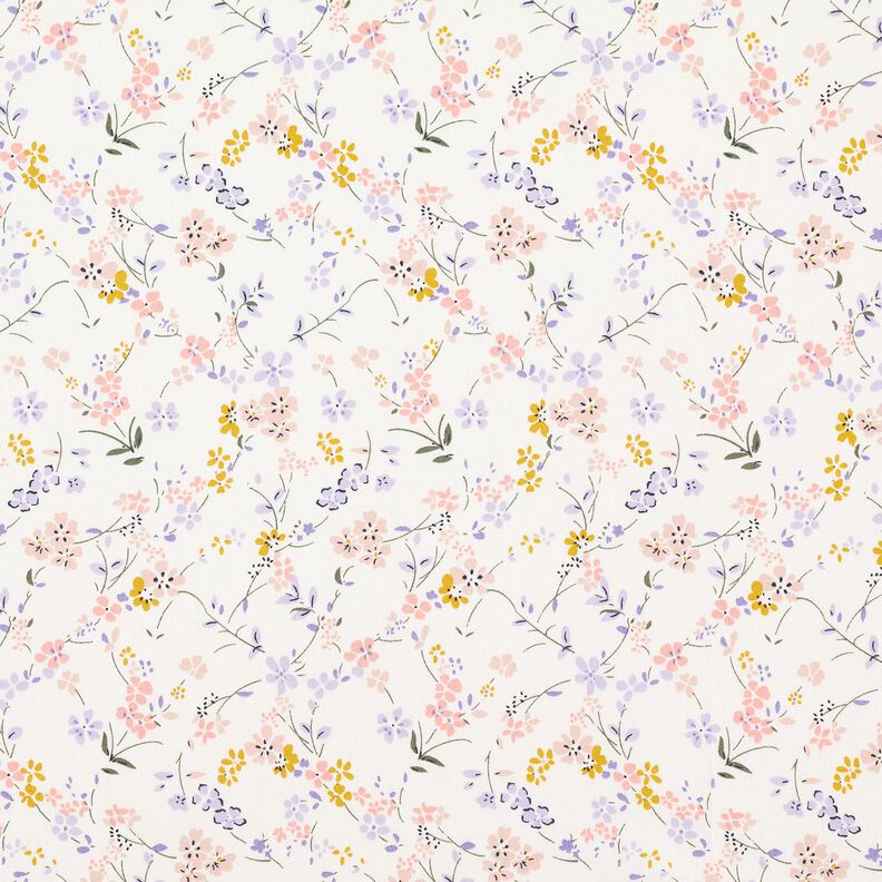 Bavlněný popelín jemné květiny – bílá/šeříková,  image number 1