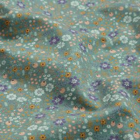 Bavlněn&yacute; žerzej Lesn&iacute; květinov&aacute; louka digit&aacute;ln&iacute; potisk &ndash; r&aacute;kosove zelen&aacute;, 