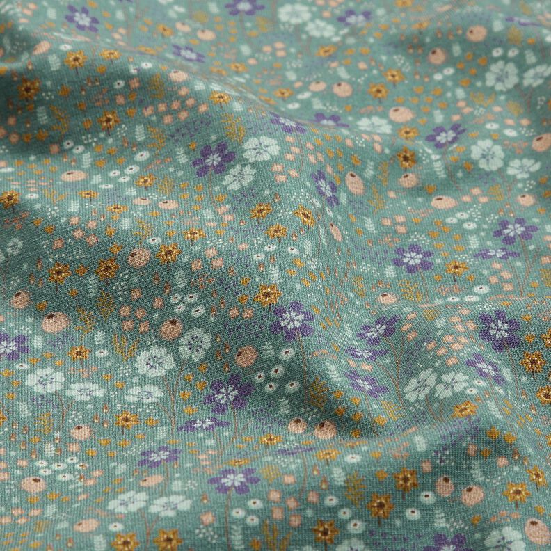 Bavlněn&yacute; žerzej Lesn&iacute; květinov&aacute; louka digit&aacute;ln&iacute; potisk &ndash; r&aacute;kosove zelen&aacute;,  image number 2