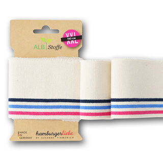 GOTS Náplety CUFF ME COLLEGE [ 140 cm | 7,5 cm ] | Albstoffe – vlněná bílá/namornicka modr, 
