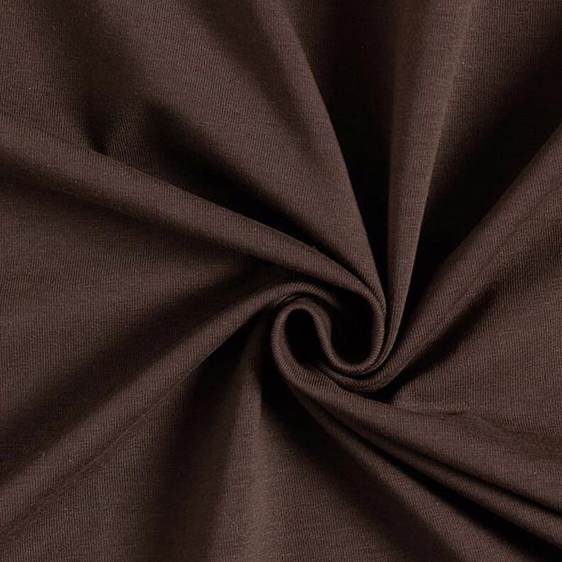 Bavlněný žerzej Medium jednobarevný – tmavě hnědá,  image number 1
