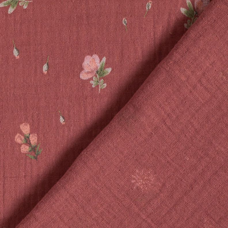 Mušelín / dvojitá mačkaná tkanina jemné květiny | by Poppy – burgundská červená,  image number 4