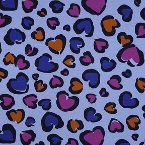 Teplákovina počesaná Barevná srdíčka | Poppy Fabrics – ocelová modr, 