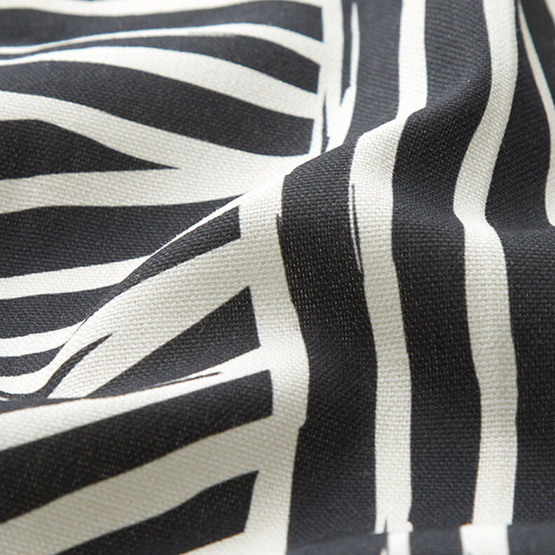Dekorační látka Polopanama Abstraktní  tvary – slonová kost/černá,  image number 2
