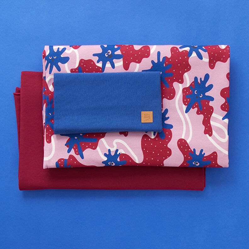 Balíček tkanin na mikinu Glibbermonster | PETIT CITRON – pastelově fialová/královská modr,  image number 2