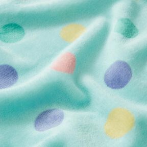 Hebký fleece barevné puntíky – mátová, 