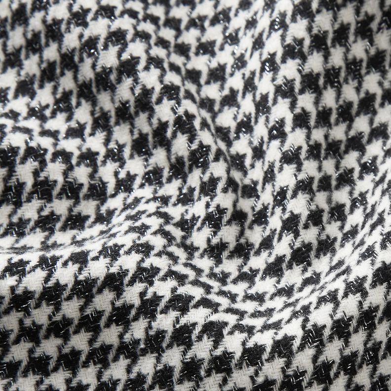 Látka na kabáty Vlněná směs Třpytivé pepito – černá/vlněná bílá,  image number 2