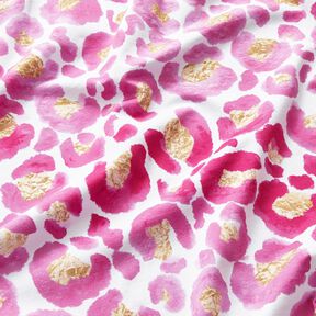 Bavlněný žerzej Leopard se zlatými tečkami | Glitzerpüppi – bílá/purpurová, 