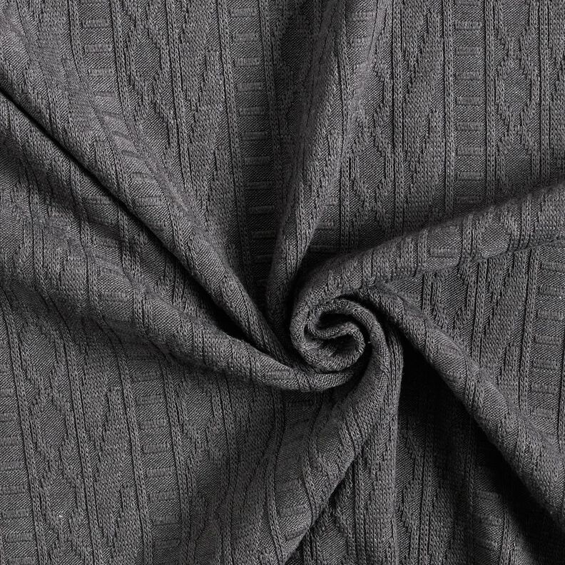 Žakárový žerzej Směs bavlny zdobené proužky – tmavě šedá,  image number 3