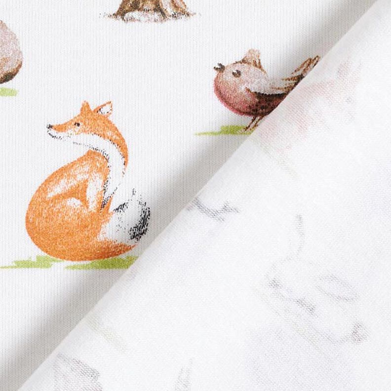 Bio bavlněný žerzej Akvarel lesní zvířata – vlněná bílá,  image number 4