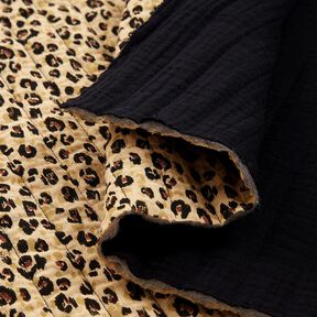Mušelín Prošívaná látka Leopardí vzor – béžová/černá, 