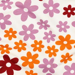 Hebká teplákovina Barevné květiny | Poppy Fabrics – vlněná bílá, 