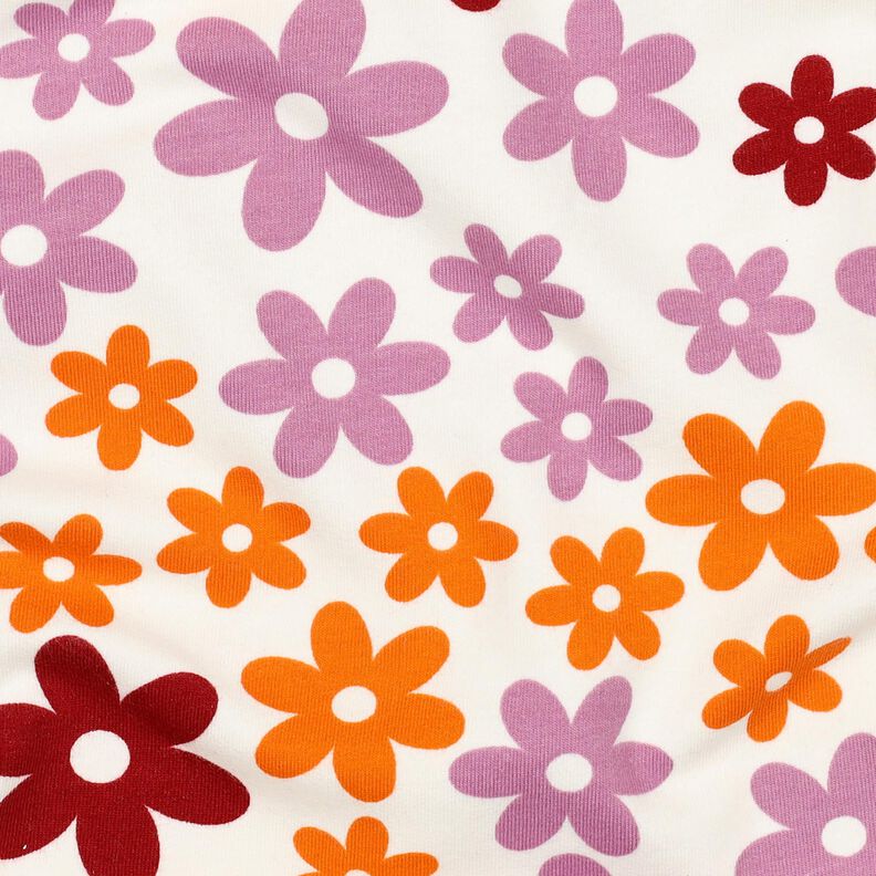 Hebká teplákovina Barevné květiny | Poppy Fabrics – vlněná bílá,  image number 2