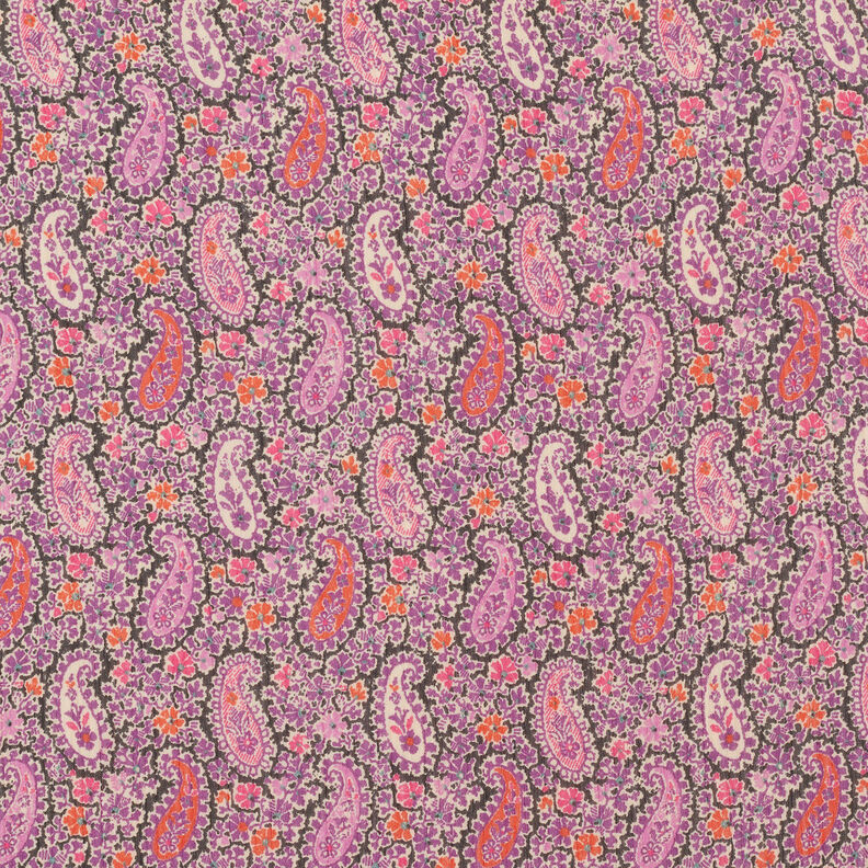 Krepový šifon Paisley – červenofialková,  image number 1
