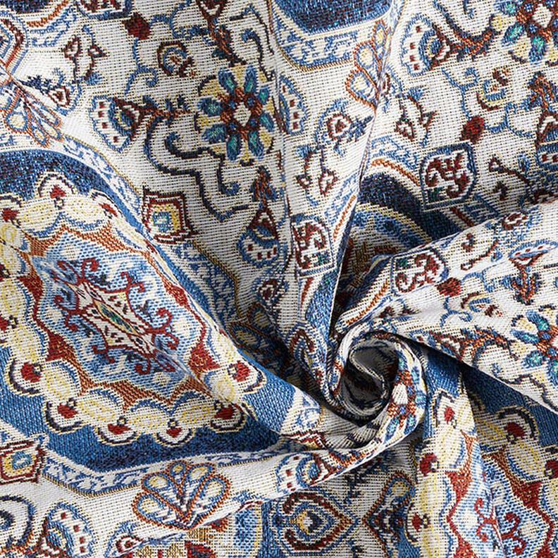 Dekorační látka Gobelín Orientální mandala – modrá/slonová kost, image number 3