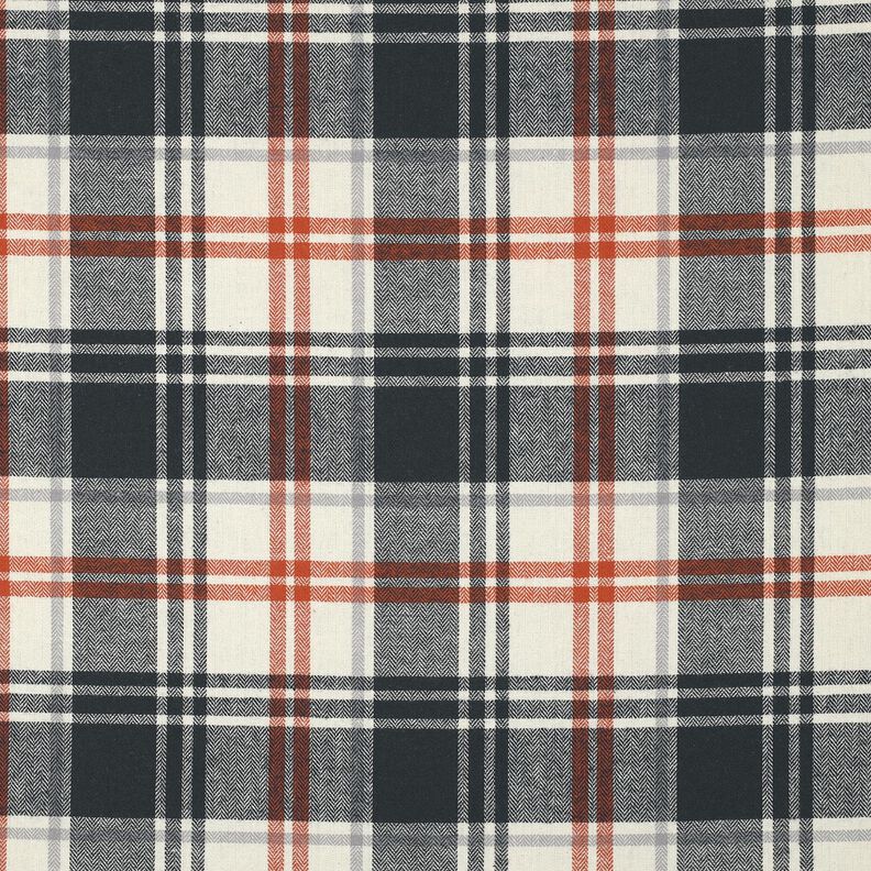Bavlněný flanel Kostka s rybím vzorem – černomodrá/kremová,  image number 1