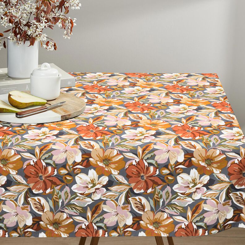 Povrstven&aacute; bavlna Stylov&eacute; květiny &ndash; břidlicově &scaron;ed&aacute;/rose,  image number 6