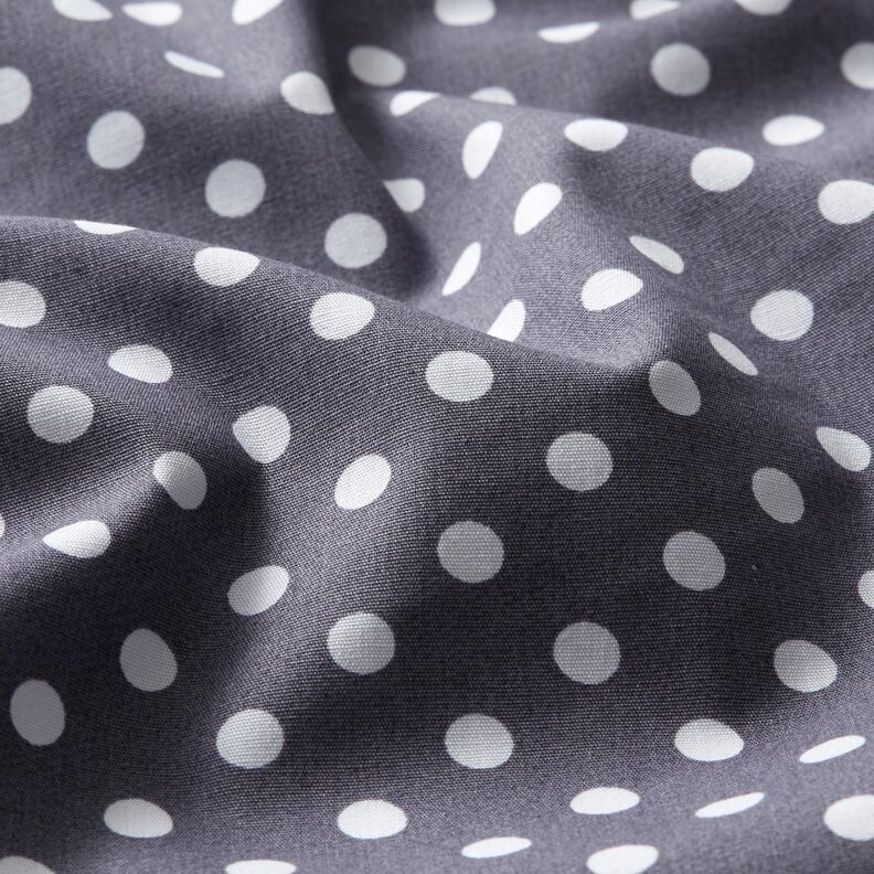 Bavlněný popelín Polka Dots – břidlicově šedá/bílá,  image number 2