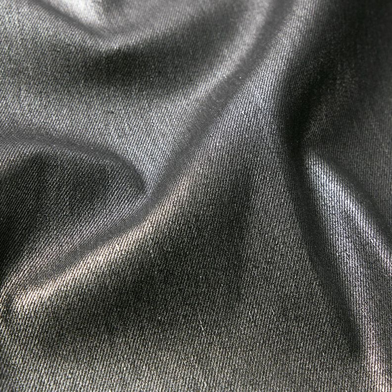 Denim strečový metalický – černá/stříbrná metalická,  image number 3