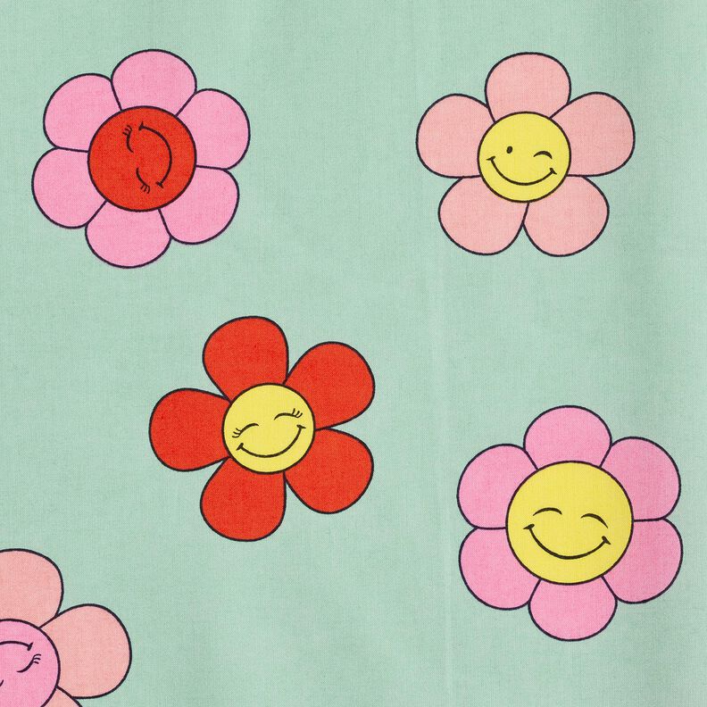 Povrstvená bavlna Veselé květiny | Poppy Fabrics – mátová/citrónově žlutá,  image number 7