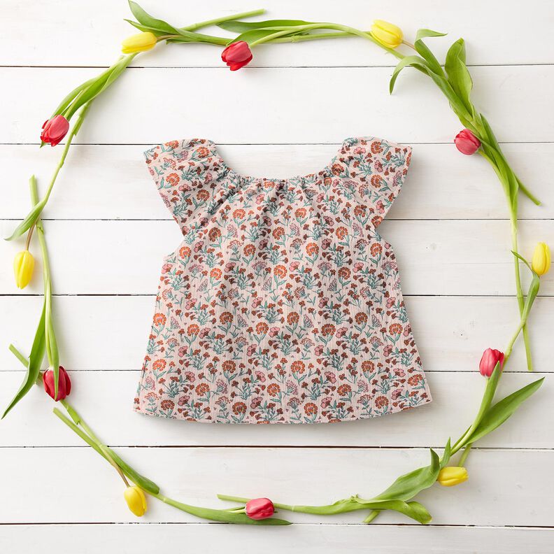 Mušelín / dvojitá mačkaná tkanina Květinová louka | Poppy Fabrics – rose,  image number 6