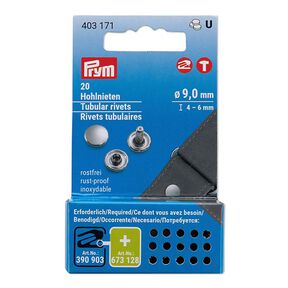 Duté nýty, upínací rozsah 4-6mm [20 kusů | Ø 9 mm] | Prym – stříbrná kovový, 