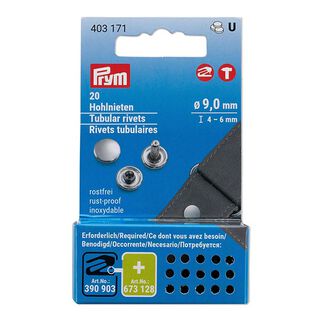Duté nýty, upínací rozsah 4-6mm [20 kusů | Ø 9 mm] | Prym – stříbrná kovový, 