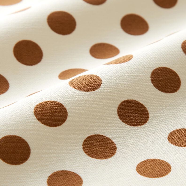 Kalhotovina strečová velké puntíky – bílá/mědená,  image number 2