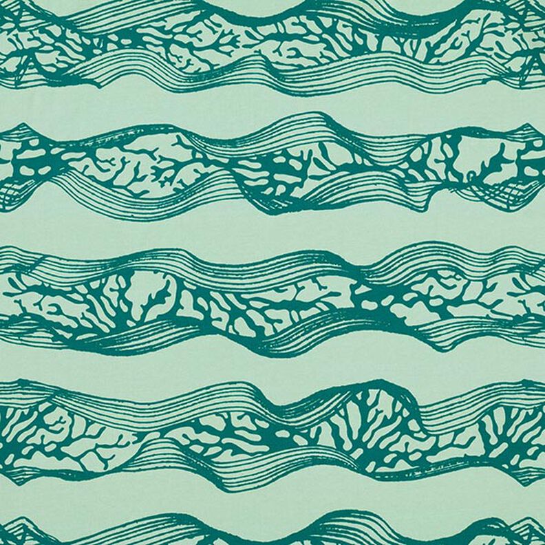 Bavlněný žerzej GOTS Vlny | Tula – pastelově zelená,  image number 1