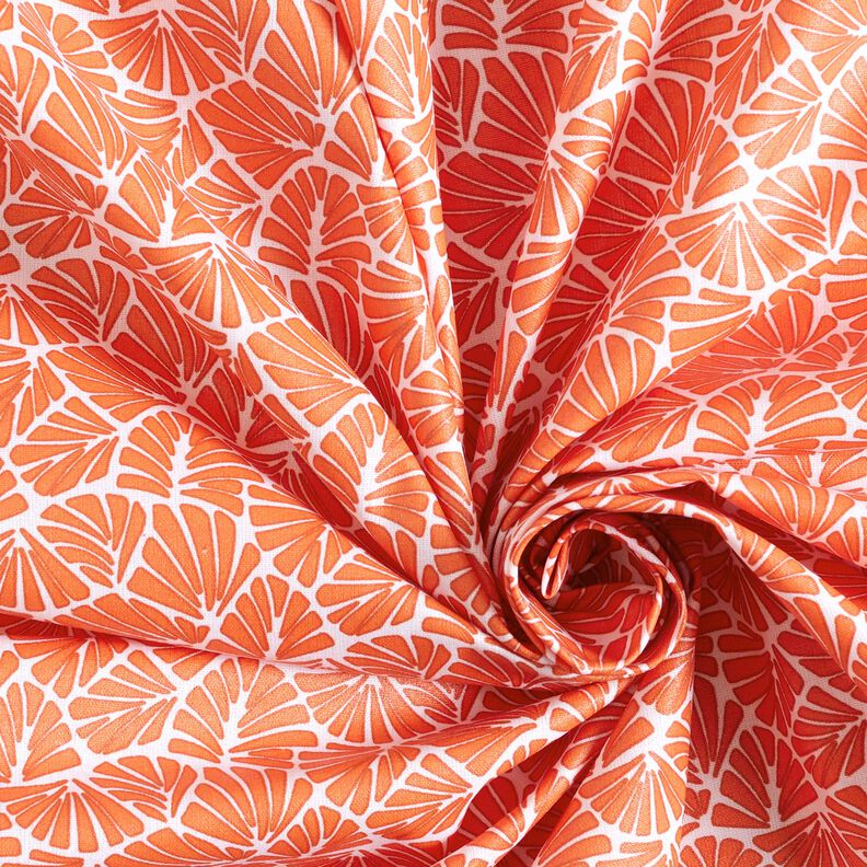 Povrstvená bavlna Abstraktní mini listy – oranžová/bílá, image number 4