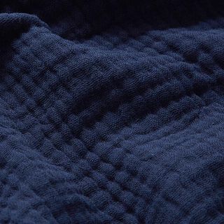 GOTS Třívrstvý bavlněný mušelín – noční modrá, 