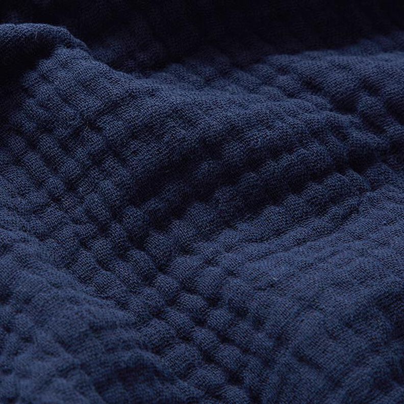 GOTS Třívrstvý bavlněný mušelín – noční modrá,  image number 3