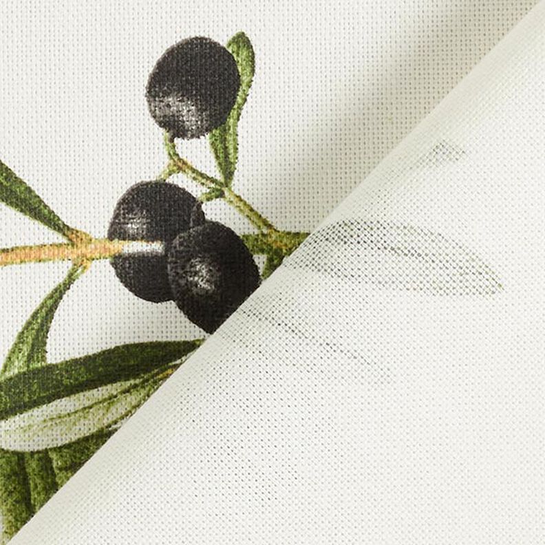 Dekorační látka Polopanama Olivy – vlněná bílá/tmave olivová,  image number 3