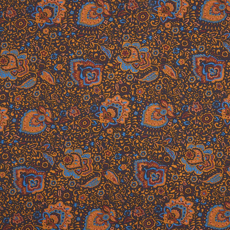 Košilovina Retro květiny a paisley vzory – noční modrá/karamelová,  image number 1