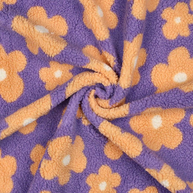 Ply&scaron; teddy Květiny | Poppy Fabrics &ndash; levandulov&aacute;/meruňkov&aacute;,  image number 3