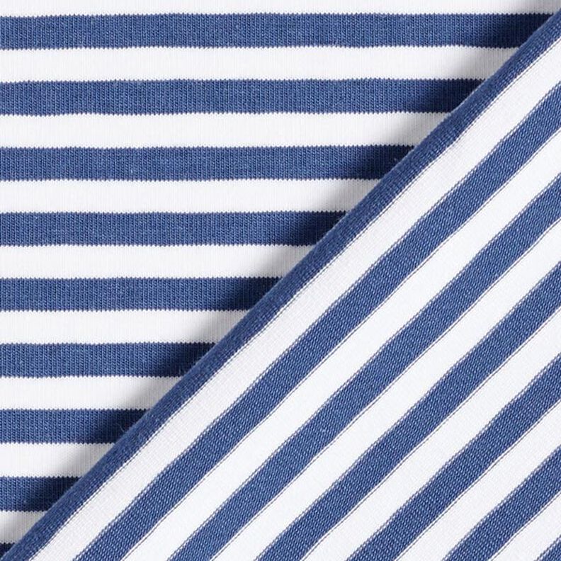 Bavlněný žerzej úzké proužky – džínově modrá/bílá,  image number 5