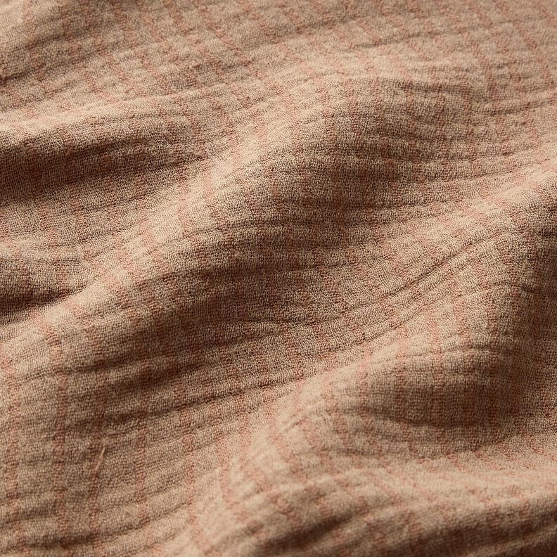 Směs lnu a bavlny Žakár Vlnkový vzor – středně hnědá,  image number 2