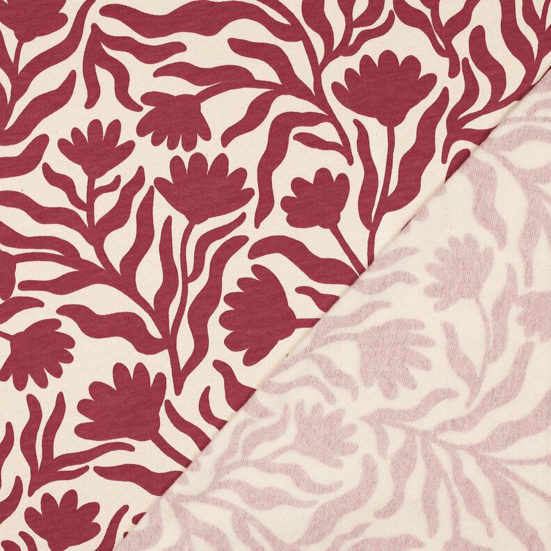 Teplákovina počesaná nebělené Květiny | Poppy Fabrics – kremová/lesní plody,  image number 4