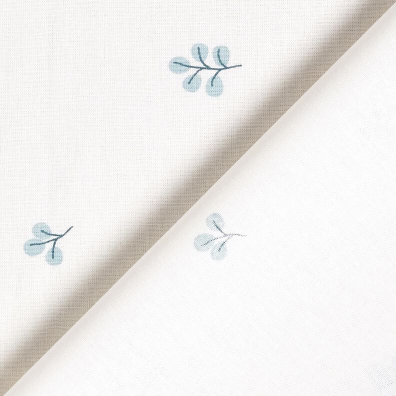 Bavlněný popelín Větve a lipové listy – bílá/eukalyptová,  image number 4