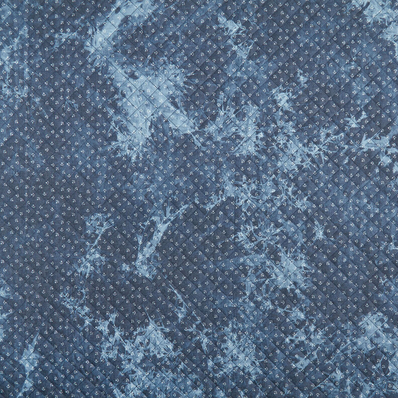 Prošívaná tkanina chambray kotva batikovaná – džínově modrá,  image number 1