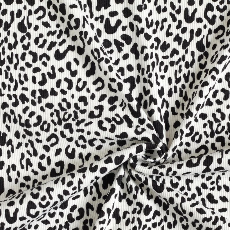 Žebrovaný žerzej Leopardí vzor – vlněná bílá, image number 3