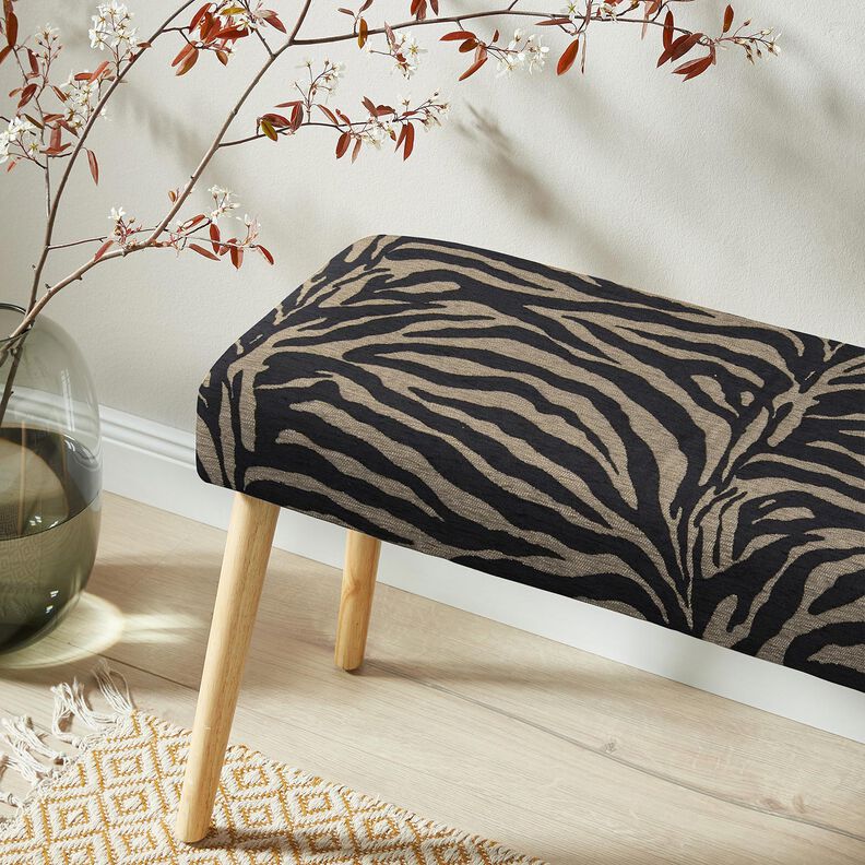 Čalounická látka Žakár Zebra – khaki/černá, image number 8