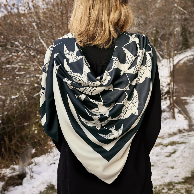 Saténový panel - vlaštovky | Katia Fabrics – antracitová/kremová, image number 11