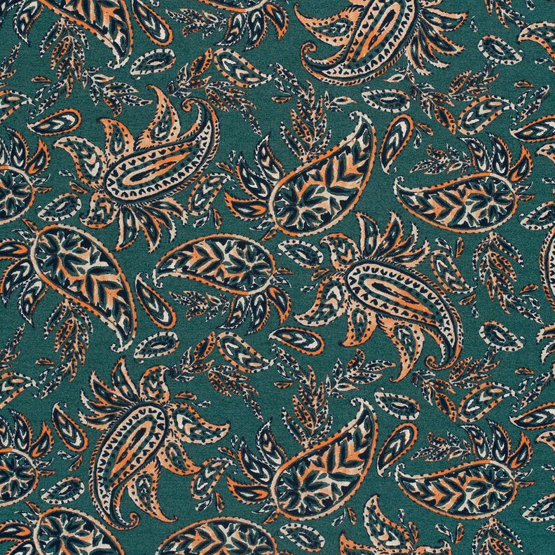 Romanit žerzej Paisley – modrá jedle/broskvově oranžová,  image number 1